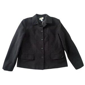 Vintage Talbots Textured Jacket Women Size 14 Blazer 5 Button Black Lined